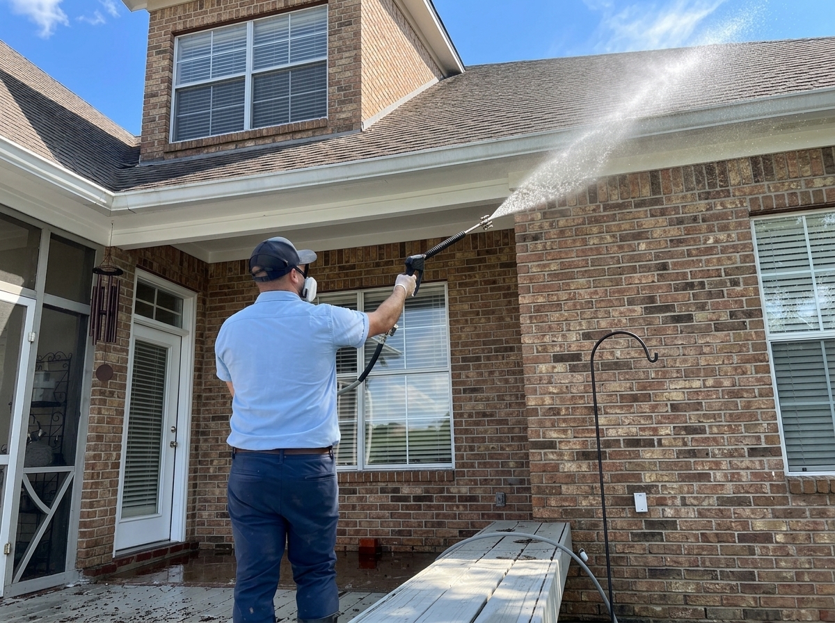 Brick home soft washed