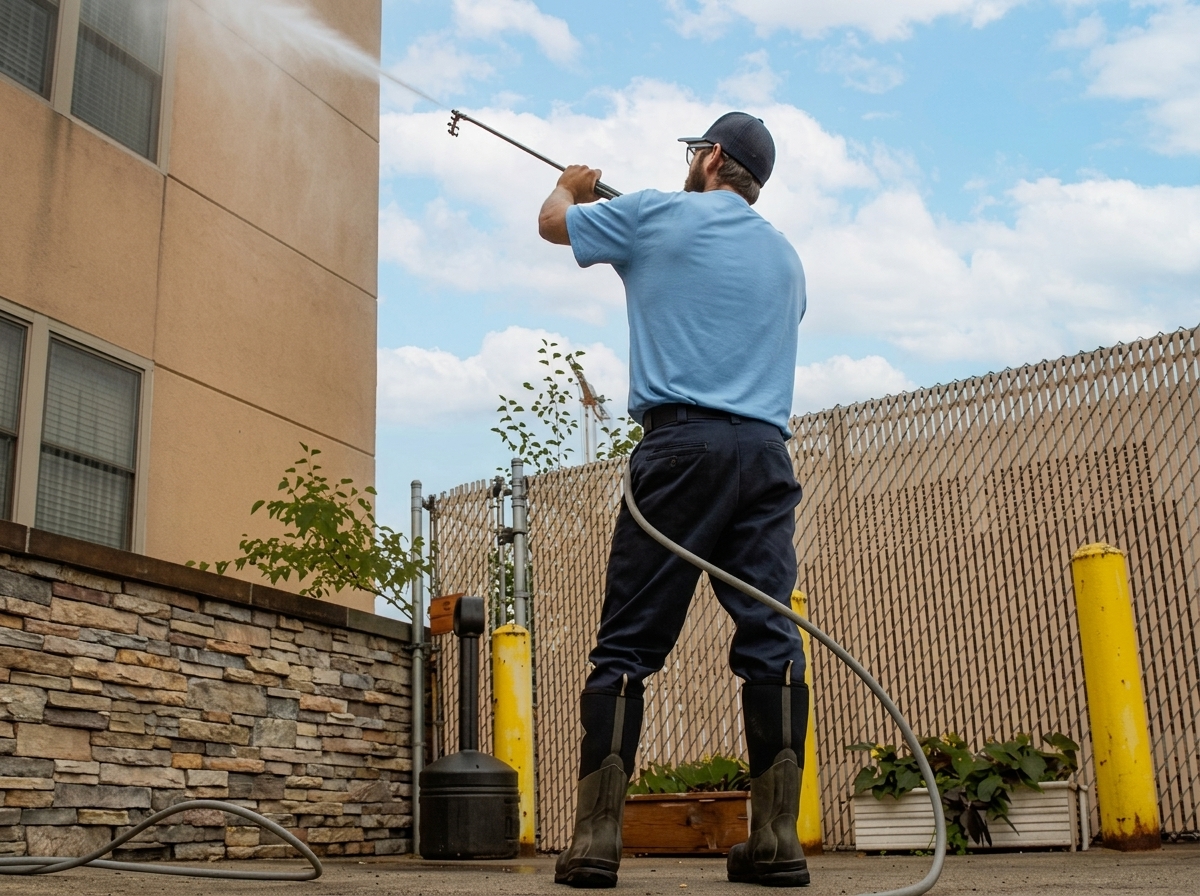 Commercial property pressure washing