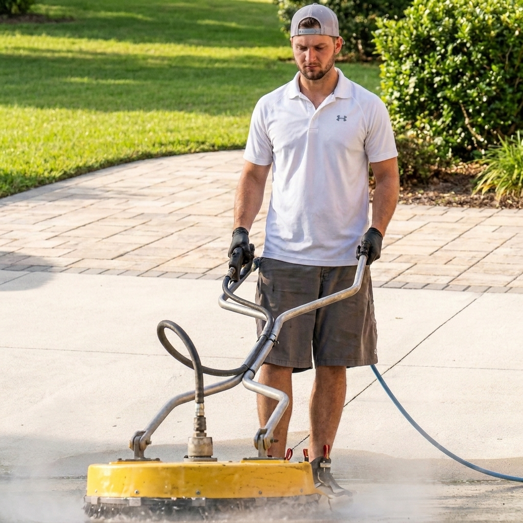 Cleaned driveway concrete