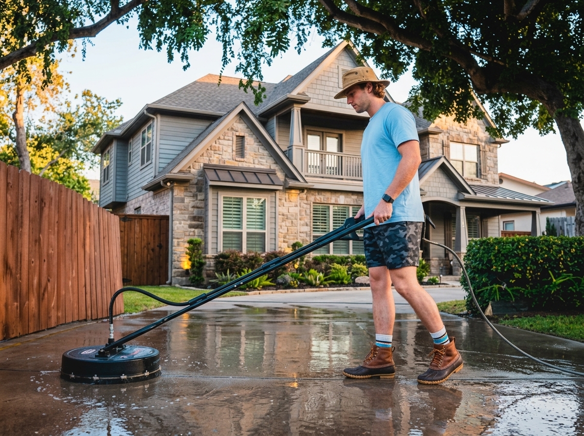 Cleaned concrete driveway